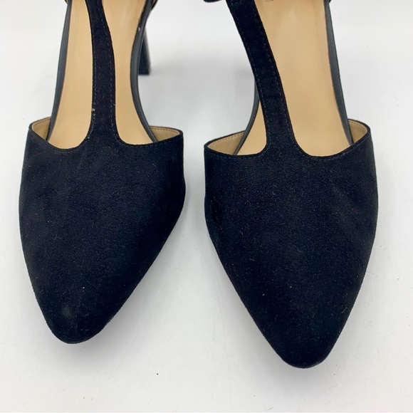 Naturalizer Black Heel Women 9M Formal Dress T-Strap Faux Suede Adjustable EUC - Picture 5 of 13